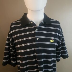 Masters Black and White Striped Polo Shirt